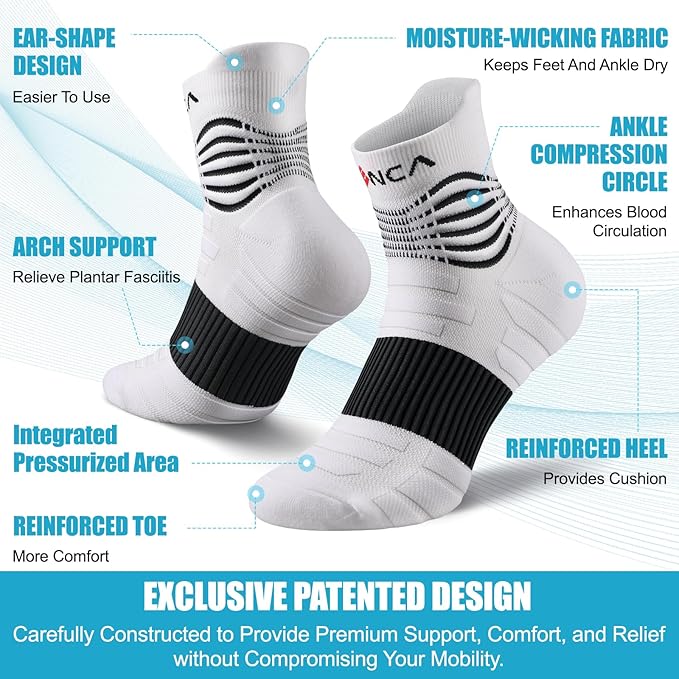 NEENCA Professional Compression Socks, Medical Athletic Ankle Socks for Injury Recovery & Pain Relief, Sports Protection, Circulation —1 Pair, 20-30 mmhg