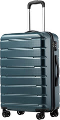 Coolife Luggage Suitcase Carry-on Spinner TSA Lock USB Port Expandable (only 28’’) Lightweight Hardside Luggage (Teal Blue, L(28in))