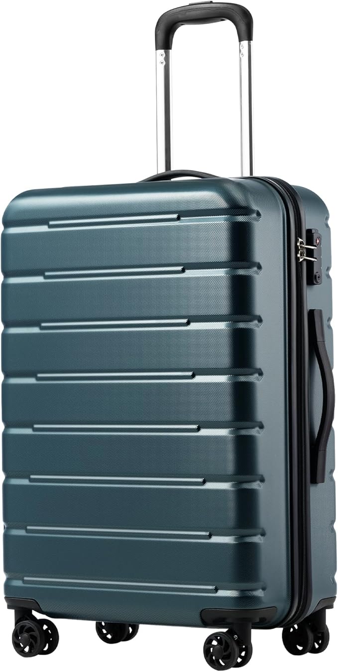 Coolife Luggage Suitcase Carry-on Spinner TSA Lock USB Port Expandable (only 28’’) Lightweight Hardside Luggage (Teal Blue, L(28in))