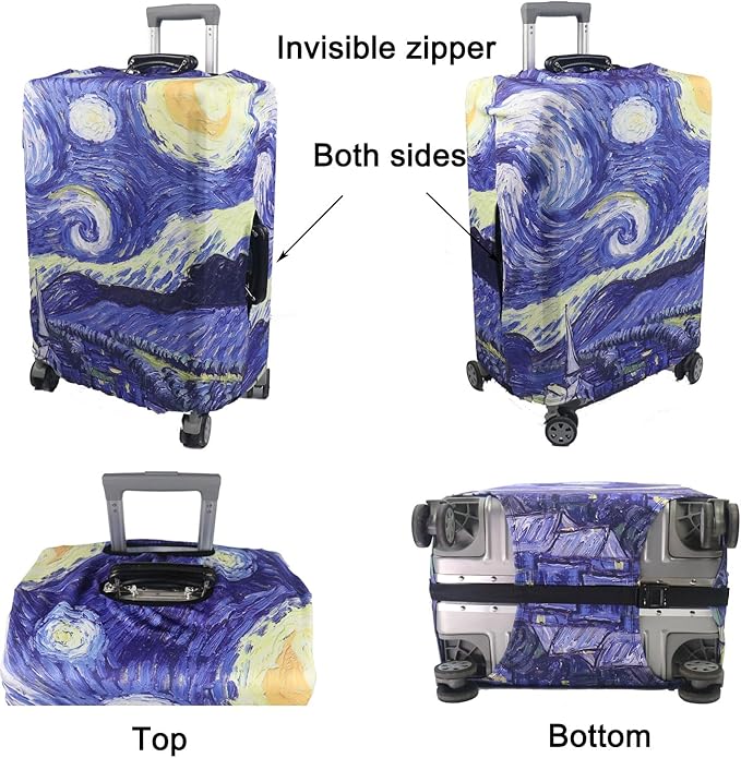 MosaiRudo Thicker Luggage Cover Elastic Suitcase Cover Protector Fits 18-32 Inch Suitcase Travel Accessories (Starry Sky, M)