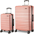 Amazon Basics 2-Piece Set (21", 30"), Hardshell Suitcases With Wheels, Expandable For Up to 25% More Space, With Scratch-Resistant Surface, Four Multi-directional Wheels, Rose Gold