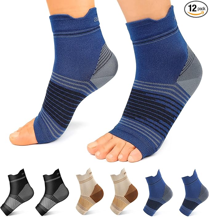 Plantar Fasciitis Sock (6 Pairs) for Men and Women, Compression Foot Sleeves with Arch and Ankle Support (Black, Nude, Navy, X-Large)