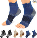 Plantar Fasciitis Sock (6 Pairs) for Men and Women, Compression Foot Sleeves with Arch and Ankle Support (Black, Nude, Navy, Large)