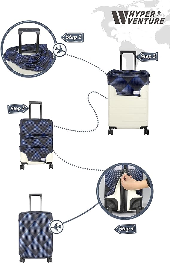 HYPER VENTURE Washable Luggage Cover - Fashion Suitcase Protector Fits 18-22 Inch Luggage (Blue Cube, S)