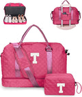Gifts for Girls 12-14, Birthday Gift-Initial Travel Bag with Shoe Compartment, Personalized Weekender Bag, Monogram Overnight Bag for Women, Letter Travel Bag with Makeup Bag (Letter T)