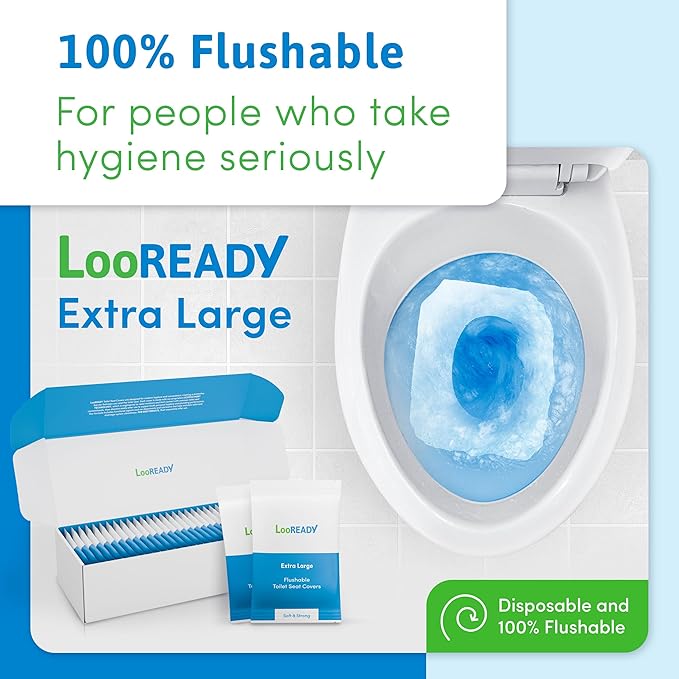 Toilet Seat Covers Disposable Flushable - Extra Thick & Large (18x22") - Individually Wrapped Toilet Seat Cover for Travel & Public Bathroom - Premium Quality, Convenient, and Hygienic (30 Pack)