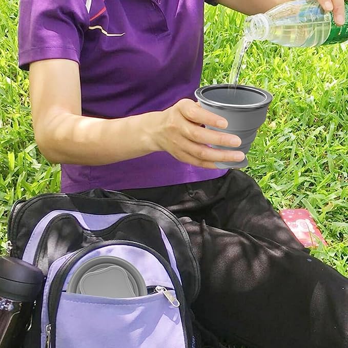 200ML Collapsible Cup - Silicone Foldable Cup-Expandable Folding Drinking Cup -Reusable Portable Mugs Cup For Travel, Camping, Hiking, Holiday Vacation, Outdoor Sports