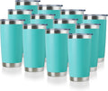 DOMICARE 20oz Stainless Steel Tumbler Bulk with Lid, Double Wall Vacuum Insulated Travel Mug, Powder Coated Coffee Cup, Light Blue, 12 Pack