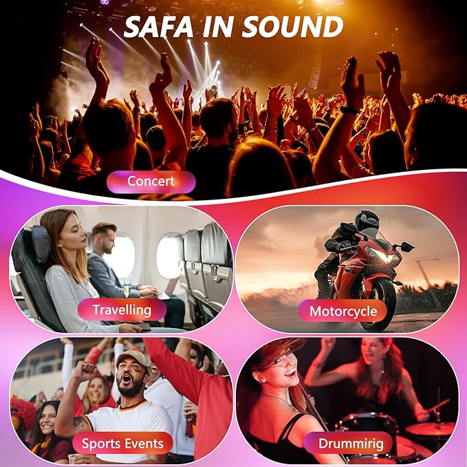 High Fidelity Concert Ear Plugs - 27dB Noise Reduction,2-Pair Reusable Silicone 3 Sizes (S/M/L), Ergonomic Secure Fit & Aluminum Case for Festivals, Live Music, Sports, Motorcycle, Travel