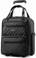 LUGGEX Underseat Carry On Luggage with Wheels, Stylish Lightweight Under Seat Luggage, Soft Sided Personal Item Suitcase for Short Trip (All Black, 16 Inch)