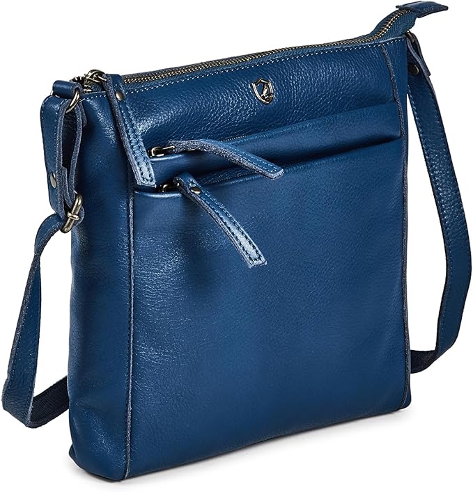 Small Soft Genuine Leather Crossbody Purse Women’s Sling Crossover Shoulder Travel Handbag with Triple Zipper