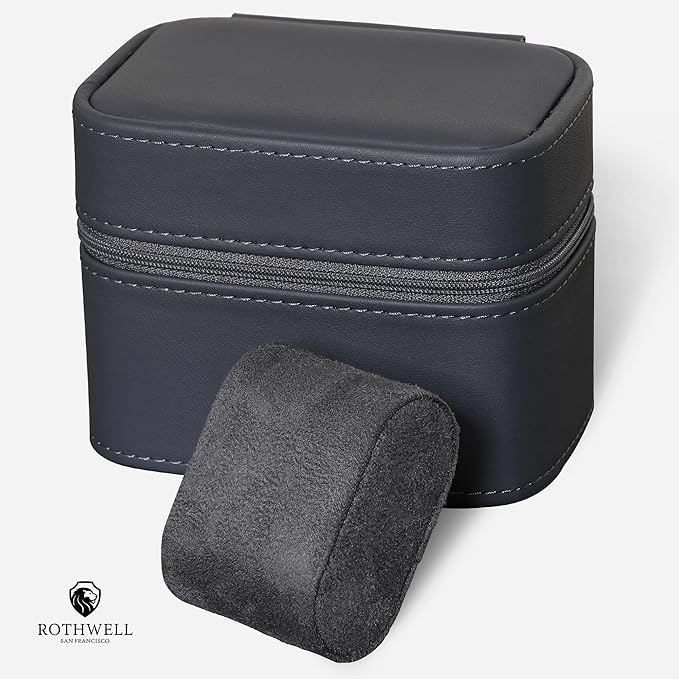 ROTHWELL 2 Watch Travel Case Storage Organizer for 2 Watches | Watch Case for Men and Women | Tough Portable Protection w/Zipper Fits All Wristwatches & Smart Watches Up to 50mm (Carbon)