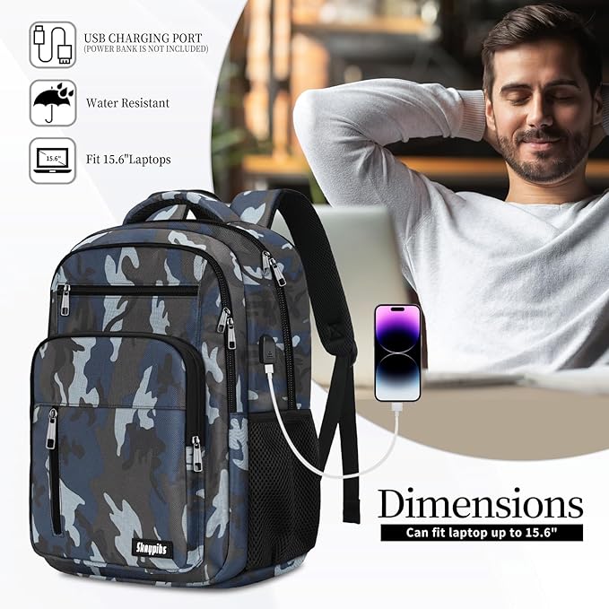 Backpack for Men Women, School Backpack for Boys Girls Teens, 15.6 Inch Laptop Backpacks with USB Port, Water Resistent Book bag, Work College Bookbag, back pack, Mochila para hombre