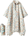 PTEROMY Hooded Rain Poncho for Adult with Pocket, Waterproof Lightweight Unisex Raincoat for Hiking Camping Emergency