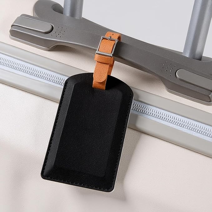 3 Pack Luggage Tags for Suitcases, TSA Approved Bag Tags, Baggage Tags with Privacy Protection, Travel Essentials Luggage Accessories, Black & Brown