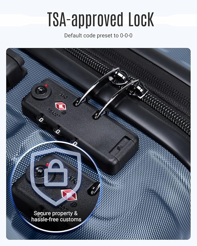 LIGHT FLIGHT Luggage Sets, 3 Piece Durable Suitcase Set with Spinner Wheels, 3 Pcs Hard Shell Lightweight Luggage with TSA Lock, Large Checked Travel Suitcases, 20/24/28 Inch, Royal Blue