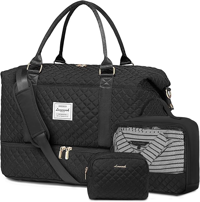 LOVEVOOK Travel Duffle Bag,Weekender Bags for Women with Shoe Compartment，Carry on Overnight Bag with Toiletry Bag,Gym Duffel Bag with Wet Pocket, Hospital Bags for Labor and Delivery