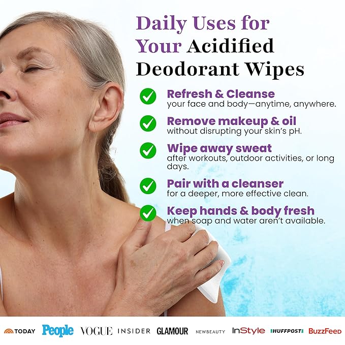Zero Trace Travel Deodorant Wipes - 60 Count- 24 Hour Odor Control - Aluminum Free Hypoallergenic Deodorant For Women and Men - Individually Wrapped Underarm & Body Wipes - Uscented Bare Fresh
