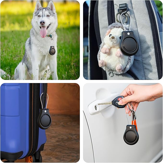 DDJ IPX8 Waterproof for Air Tag Lock Case with Wire Cable, Airtag Keychain Holder [2 Pack], Ultra Durable Anti-Lost Protective Case for Apple Airtags with Keyring for Luggage, Key, Backpack, Pet