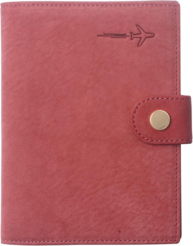 Genuine Leather Passport Case, RFID Passport Cover with Credit Card Holder for Women and Men Family ID Travel