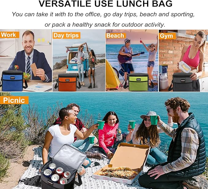 6 Can/5L Lunch Bag for Women Men Portable Lunch Box Small Cooler Bag Soft Collapsible Reusable Insulated Lunch Tote for Everyday Work Travel (Orange)