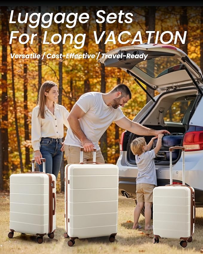 Luggage Sets 3 Piece, Expandable Hardside Suitcases with Wheels, Blue