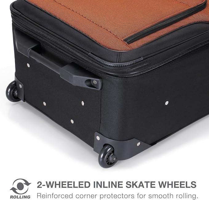 Travel Select Amsterdam 2-Piece Softside Expandable Rolling Luggage Set, 2-Wheel Suitcase with Travel Tote, Lightweight Durable Polyester, Navy