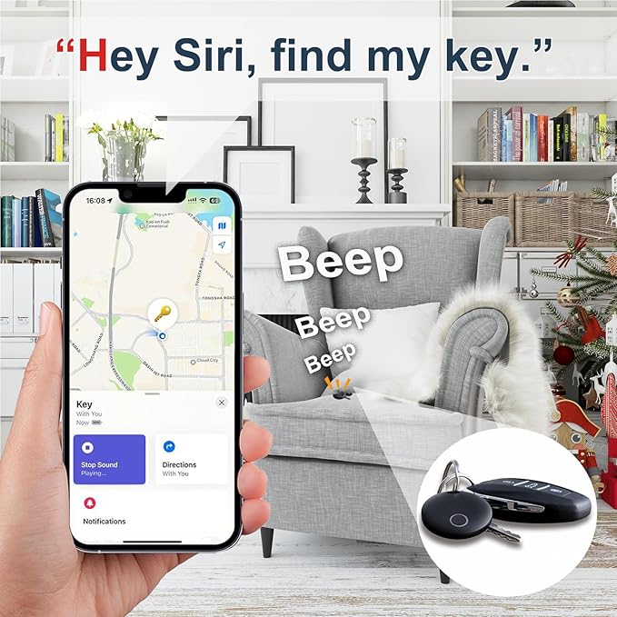 Air Tracker Tags 4 Pack Luggage Tracker Works with Find My (iOS only), Key Tracker, Wallet, Suitcase,Bicycle and More, Replaceable Battery, IP67 Waterproof