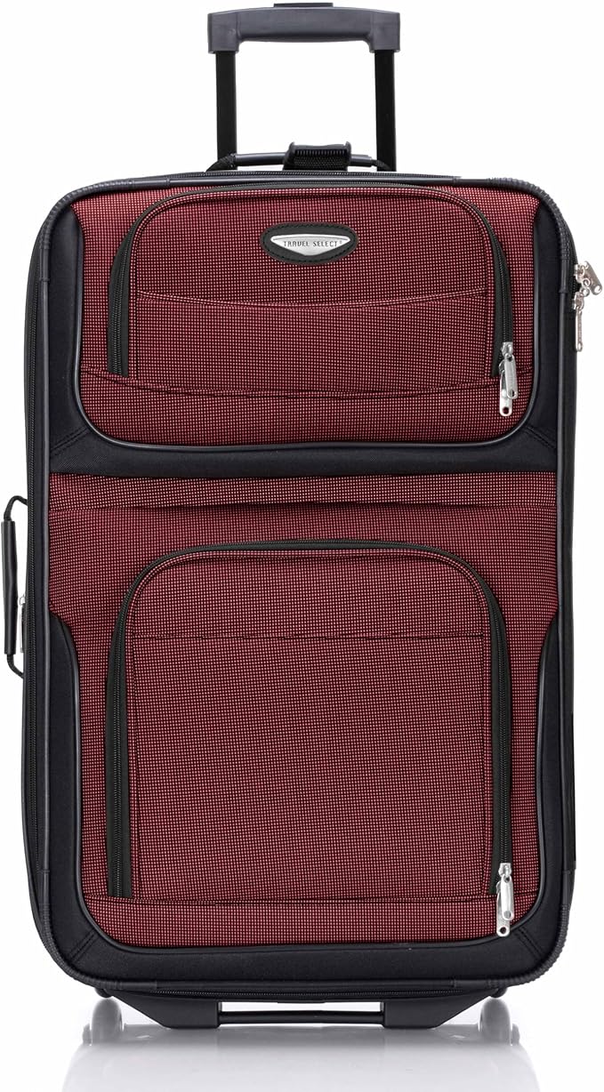 Travel Select Amsterdam 8-Piece Softside Expandable Luggage Set, Lightweight 2-Wheel Suitcases with Packing Cubes & Travel Tote, Durable Polyester Construction, Burgundy