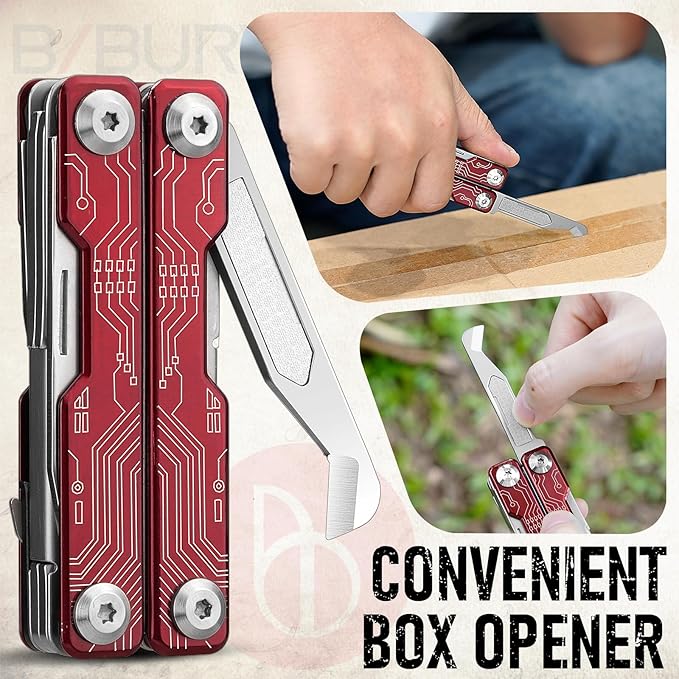 BIBURY Mini Keychain Multitool Scissors BI2061R, 9 in 1 Multitool EDC Scissors with Screwdriver, Bottle Opener, Pocket Knife, Spring -Mini Multi Tool for Outdoor, Daily Use, Gifts for Men and Women