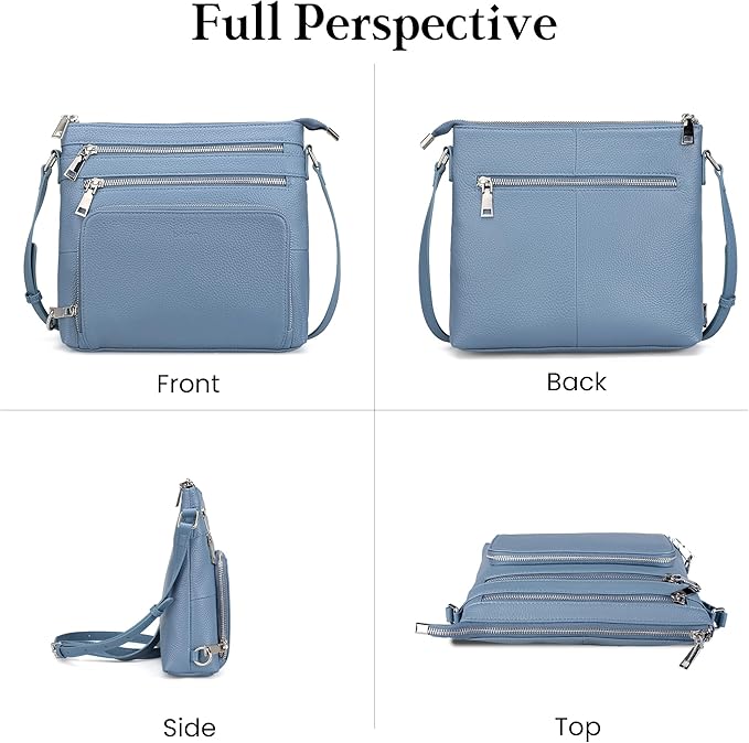 befen Genuine Leather Crossbody Bags for Women, Lightweight Medium Anti-Theft Shoulder Purse with Built in RFID Wallet