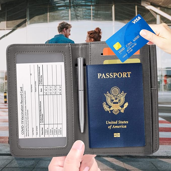 ZOPPEN Passport Holder Wallet, Passport Cover Travel Wallet Women Travel Essentials Accessories Document Organizer Travel Must Haves Rfid Blocking Cover Case for Women and Men, Grey