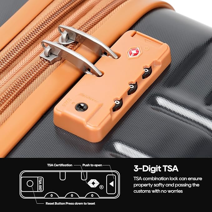 GinzaTravel Luggage Sets 3-Piece Expandable Suitcases with Wheels PC+ABS Durable Hardside Luggage sets TSA lock