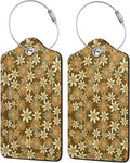 Flowers Leather Luggage Tag with Stainless Steel Ring, Fun Name Id Card Cover Travel Bag Tag Set, Suitable for Travel Bag Luggage Women Men 1 PCS