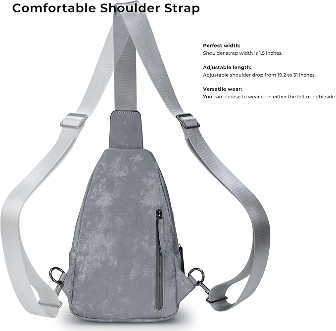 Alldaily Large Sling Bag for Women Crossbody Purse Leather Fashionable Trendy Chest Bag for Travel, Fanny Pack (Sleek Grey)