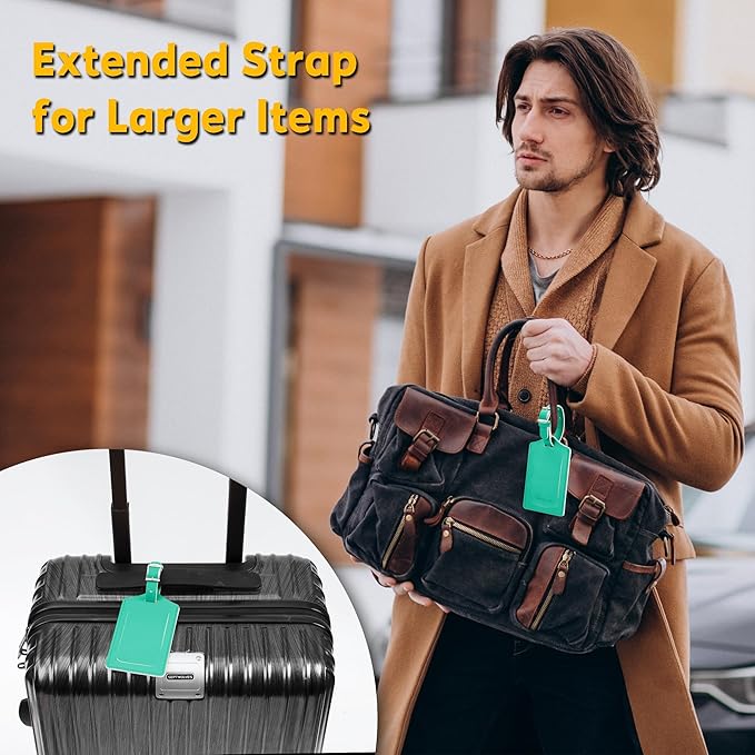 8 Pack Leather Luggage Travel Bag Tags by Travelambo