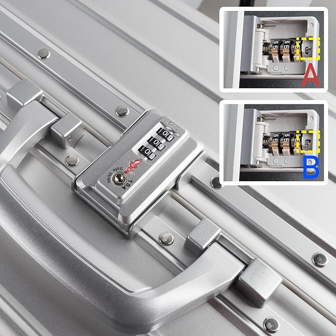 TRAVELKING All Aluminum Luggage Zipperless Hard Shell Luggage Case with TSA Lock Spinner Alloy Metal Suitcase (Silver, 28")