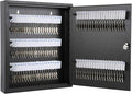 KYODOLED Key Storage Lock Box with Key, Locking Key Cabinet, 100 Key Management Wall Mount with Key Lock, Key Hooks & Tags Key Labels, 3.1" D x 17.1" W x 14.1" H (Black 100 Key)
