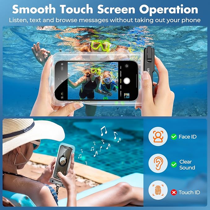 UNBREAKcable Waterproof Phone Pouch-2 Pack IPX8 Waterproof Phone Case for iPhone 16 15 14 13 12 11 Pro Max & Samsung S25 S24 S23-Dry Bag & Travel Essentials for Beach, Pool, Kayak & Cruise-7"