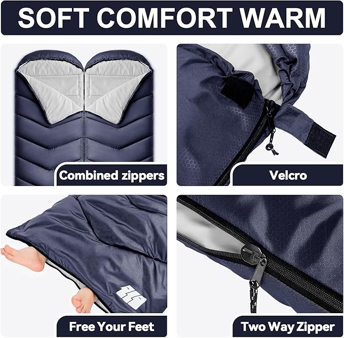 Sleeping Bags for Adults Cold Weather,Portable, Waterproof,Lightweight Camping Sleeping Bag for Tall Girls Boys with Compression Sack for Warm Camping, Hiking, Outdoor & Indoor