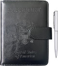 TIGARI Passport Holder for Travel Women Men, PU Leather Waterproof RFID Passport Holder Wallet Cover Case Sleeve, Family Vacation Plane Cruise Travel Document Organizer Essentials-Black