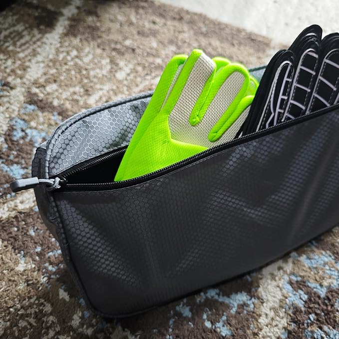 Shoe Bag Golf Travel Soccer Gym Sport with Side Accessory Outside Pocket for Socks Shoe Pouch Portable Large Shoe Storage Bag for Packing Zippered (Black Grey)