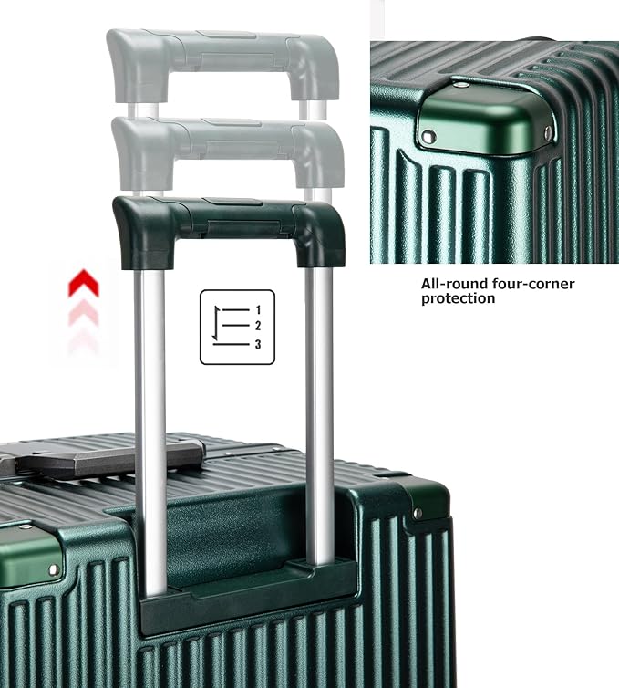 feilario 30in Super Large Captain Aluminum Frame Hardside Spinner Wheels Luggage, Removable Wheels Zipperless Checked Suitcase with Cup Holder/Phone Holder