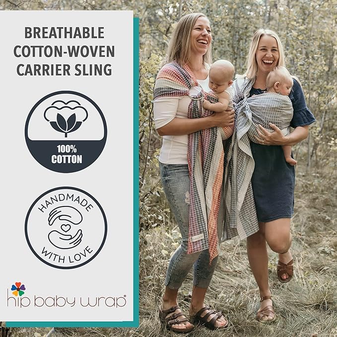 Hip Baby Wrap Ring Sling Baby Carrier for Infants and Toddlers - Beautiful, 100% Soft Cotton Baby Wraps Carrier for Babies 8-35 lbs - Perfect Baby Shower Gifts Moms and Dads - Nursing Cover (Autumn)