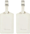 Travelambo Luggage Tags for Suitcases Faux Leather Privacy Protection 2 Pack Bag Tags Travel Accessories Essential, Ivory