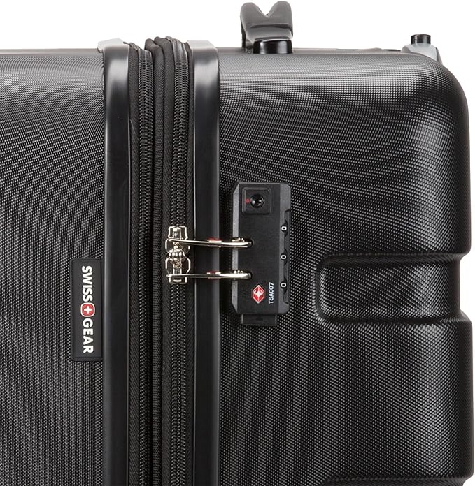 SwissGear 7366 Hardside Expandable Luggage with Spinner Wheels, Black, Checked-Large 27-Inch