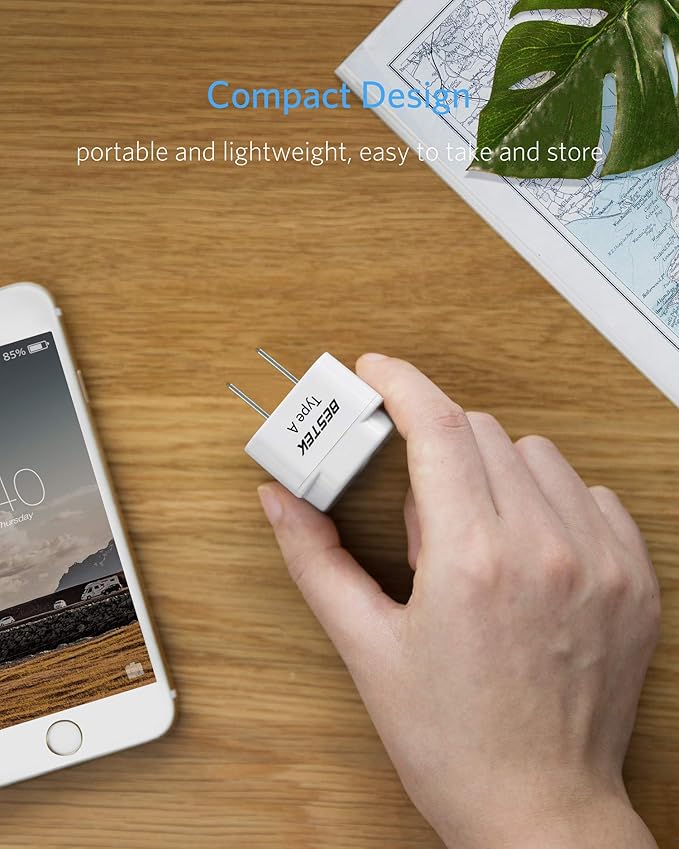 BESTEK Japan Travel Plug Adapter, Grounded Universal Type A Plug Adapter JP to US Adapter - Ultra Compact for US, Japan, China Phones, Laptops, Camera Chargers and More, 3 Pack