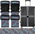 Luggage Straps for Suitcases, Travel Adjustable Belt with Quick Release Buckle, Heavy Duty Nylon Bag Packing Strap, Unique Bright Identifiers Business Travel Accessories (2 Pack) - Blue Flowers