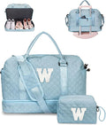 Weekend Bag | Personalized Monogram & Wet Pocket | Lady's Overnight Travel Carrier with Makeup Bag as Gift
