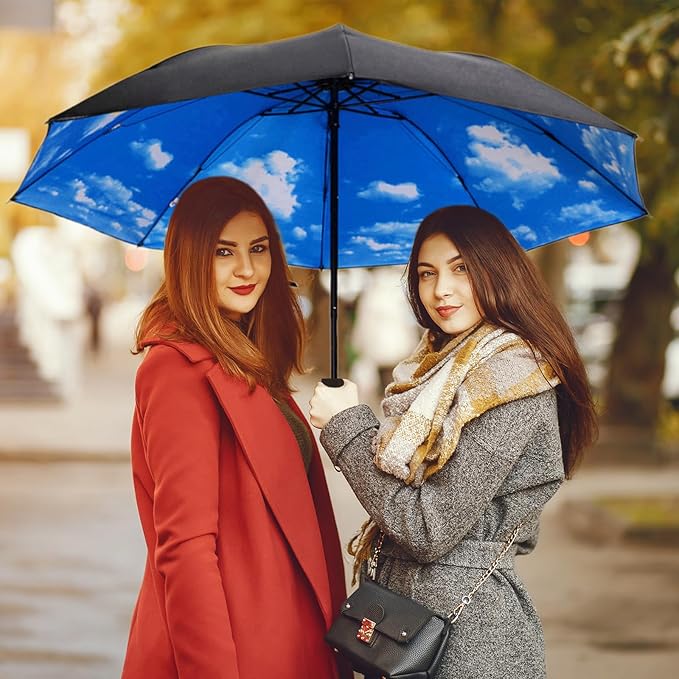 LLanxiry Compact Travel Umbrella, Mini Windproof Umbrellas for Rain & Sun, Small Lightweight Outdoor UV Umbrella, Portable Folding Umbrellas for Travel